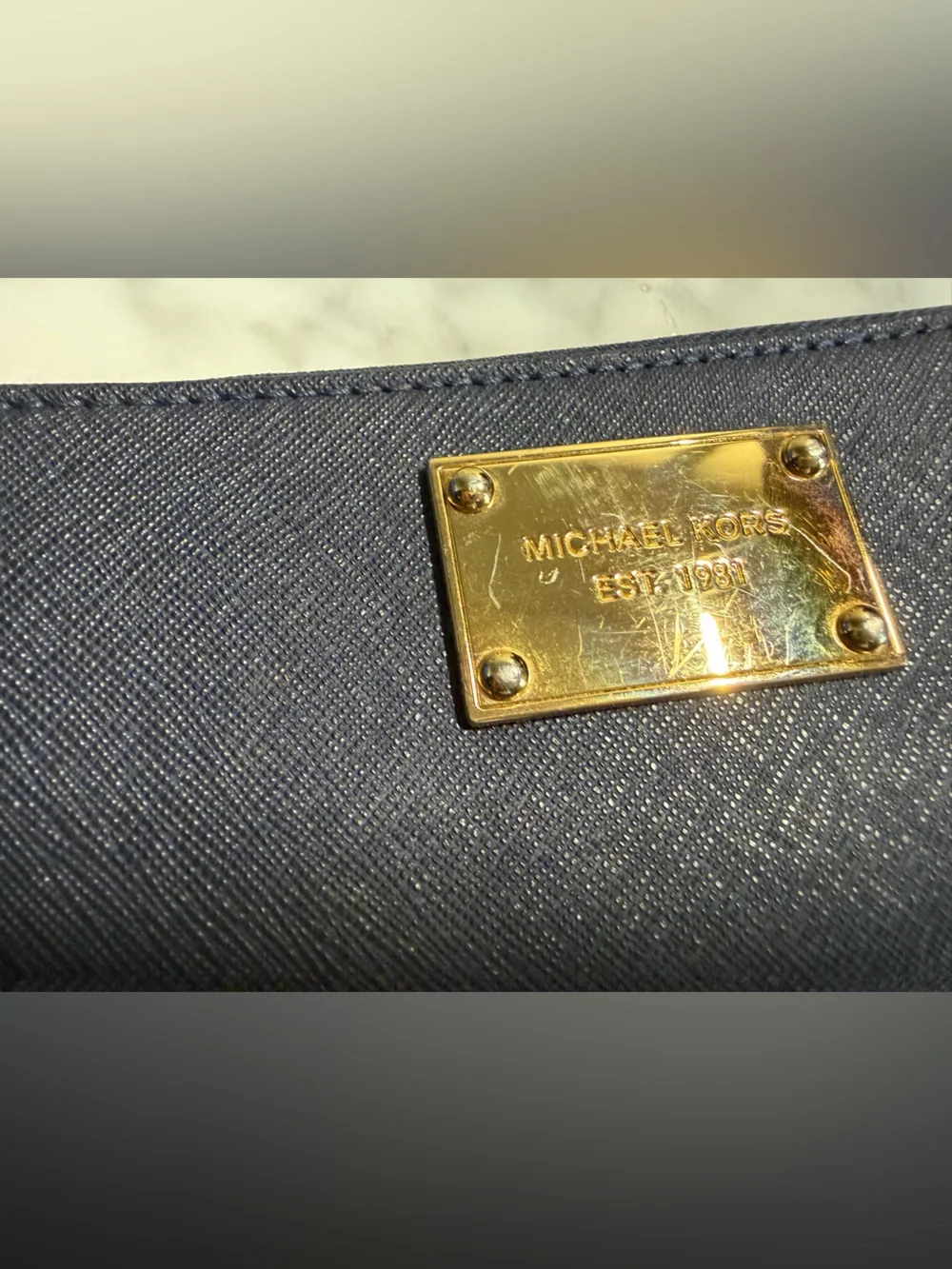 Michael Kors Navy Blue Jet Set Zip Around Wristlet Wallet
